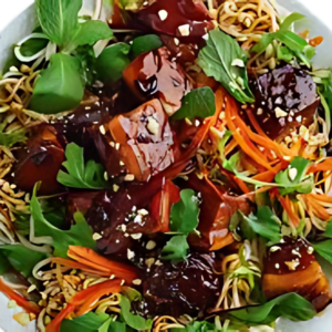 Pork, sticky with Fried Noodles